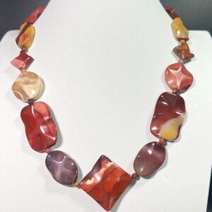 Jay King DTR Mookaite Jasper Necklace Silver 925 Hook Clasp Multi-Shaped Beads